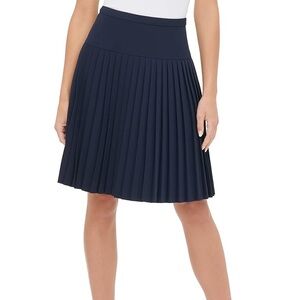 Tommy Hilfiger Navy Pleated Twill Skirt